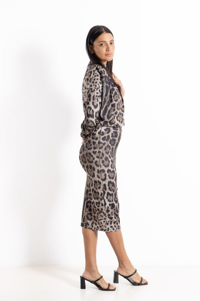 ANIMAL PRINT MIDI DRESS