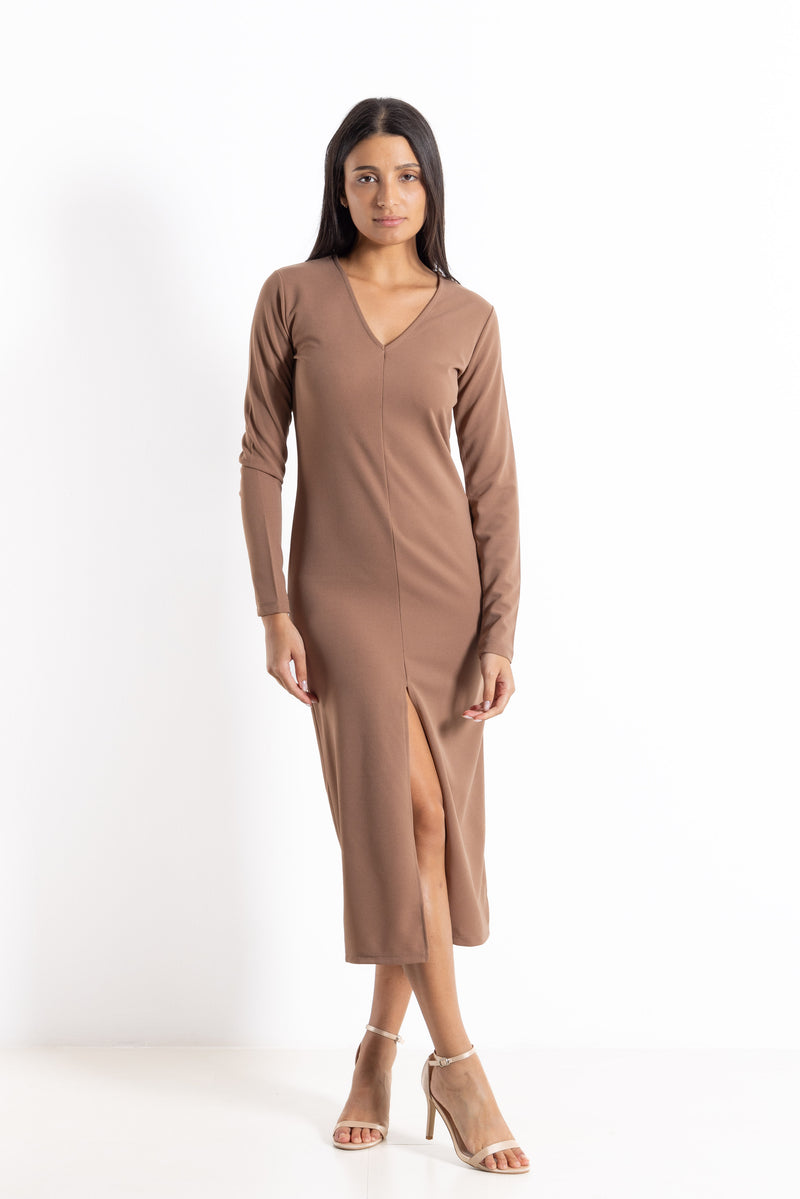 FITTED MIDI DRESS WITH SLIT