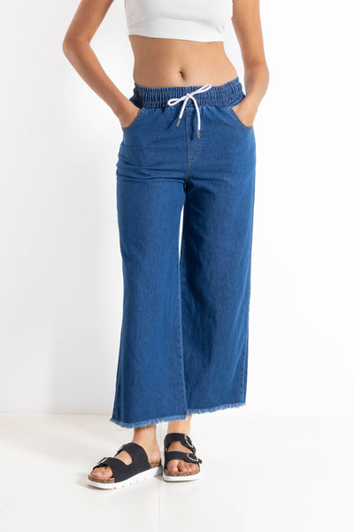 DETAILED WIDE-LEG JEANS