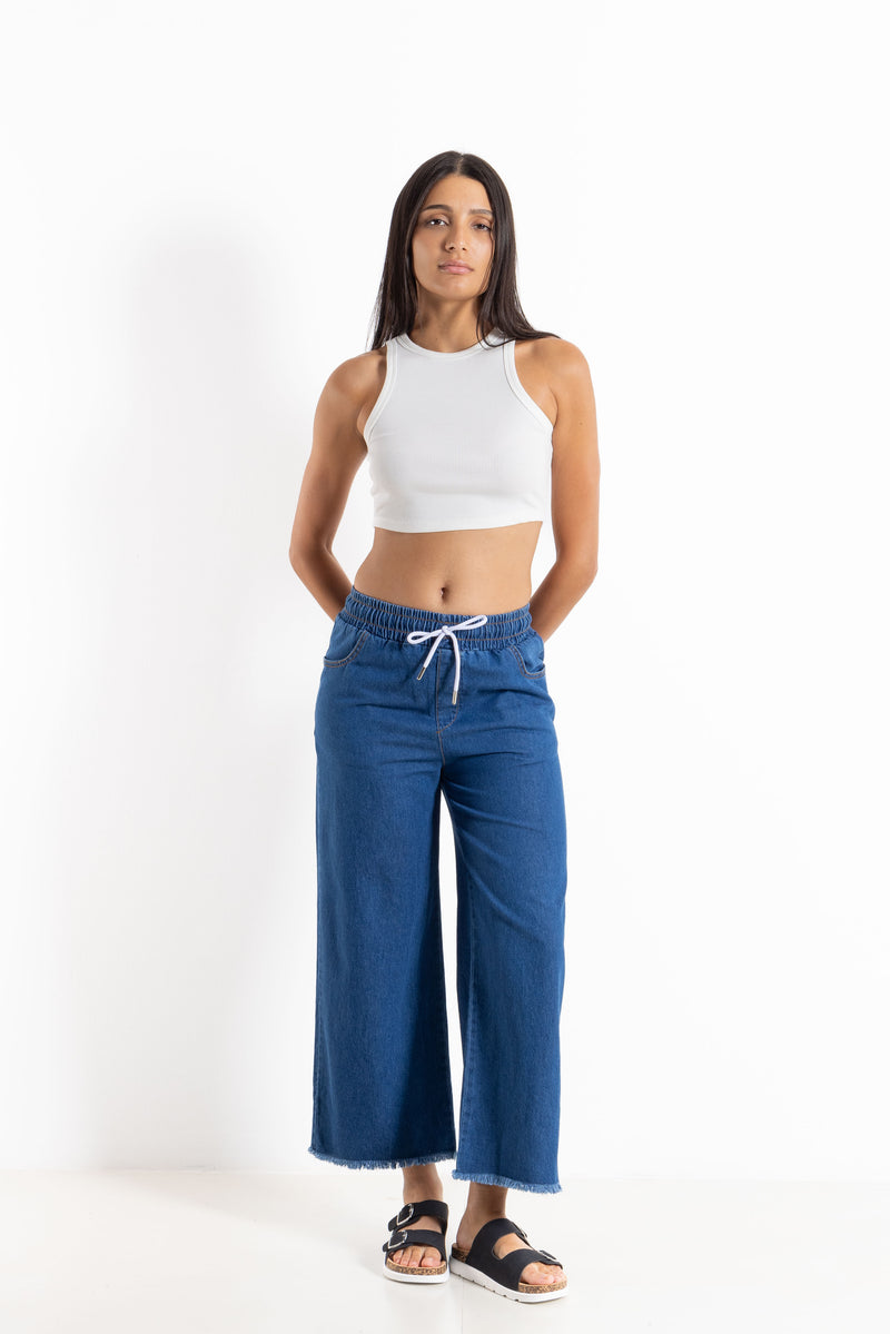 DETAILED WIDE-LEG JEANS