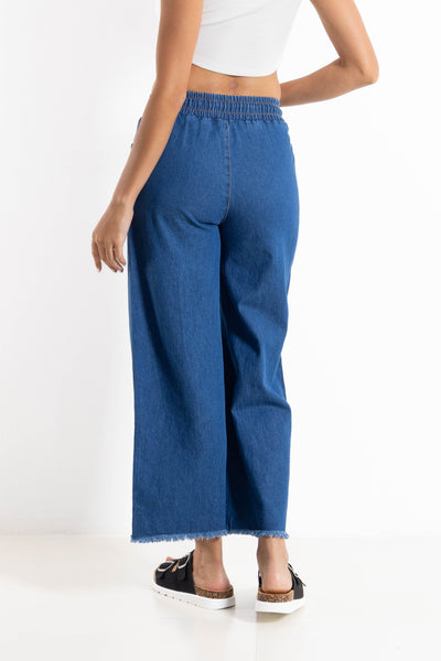 DETAILED WIDE-LEG JEANS