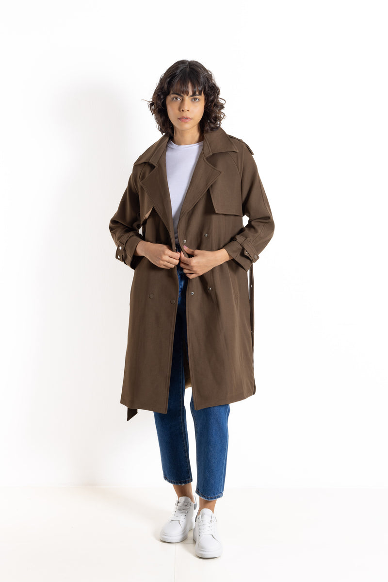 DETIALED BELTED TRENCH COAT