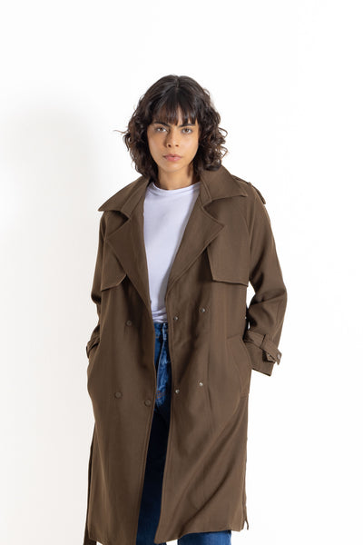 DETIALED BELTED TRENCH COAT