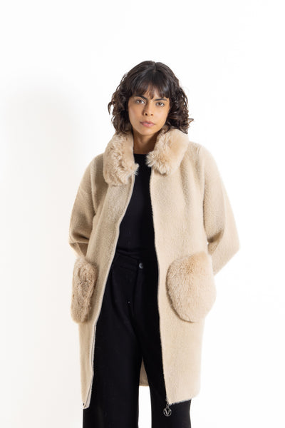 FAUX FUR JACKET WITH ZIPPER