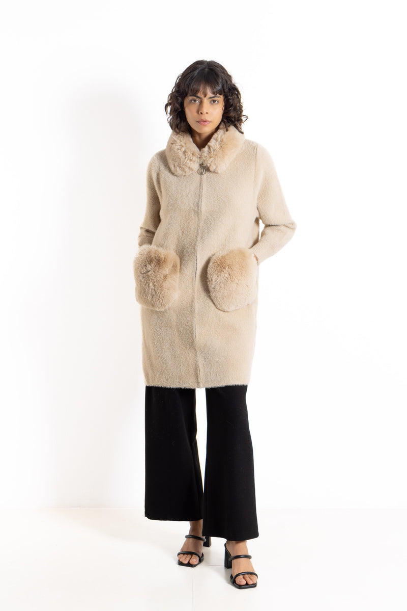 FAUX FUR JACKET WITH ZIPPER