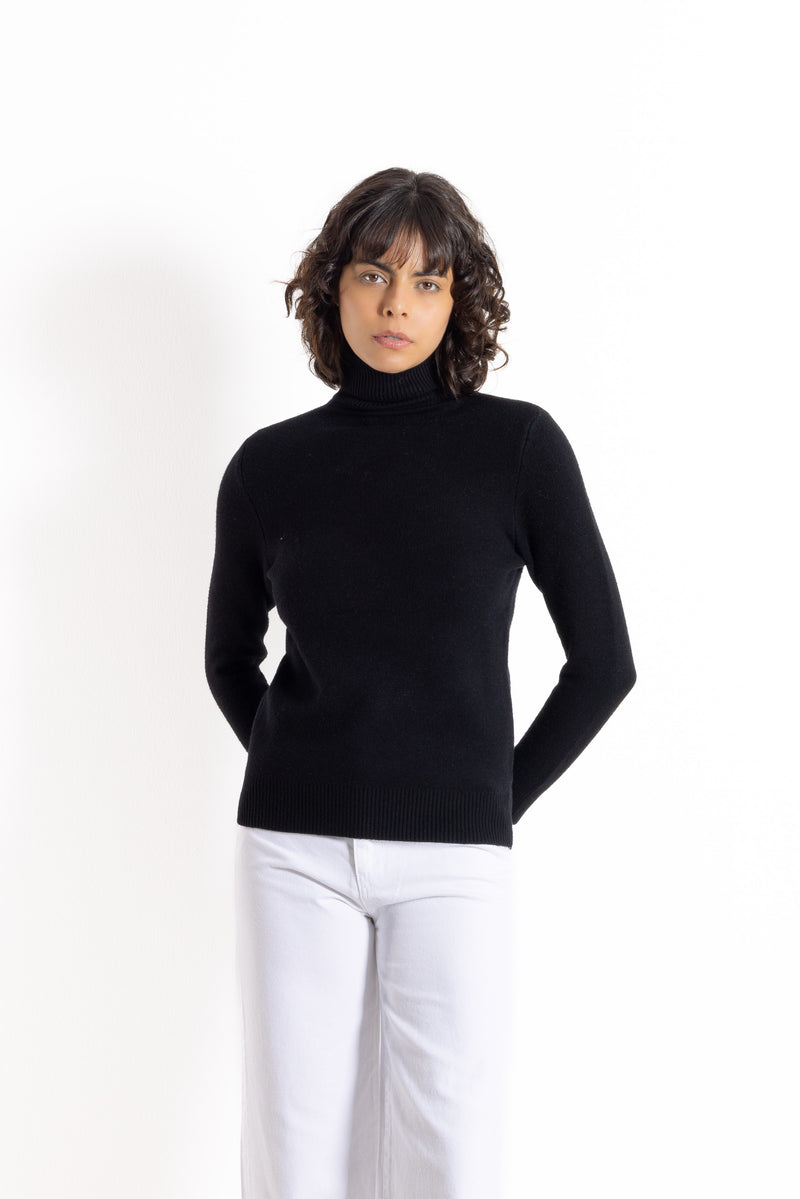 FINE KNIT TURTLE NECK TOP