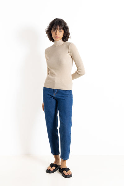 SOFT RIBBED TURTLE NECK TOP