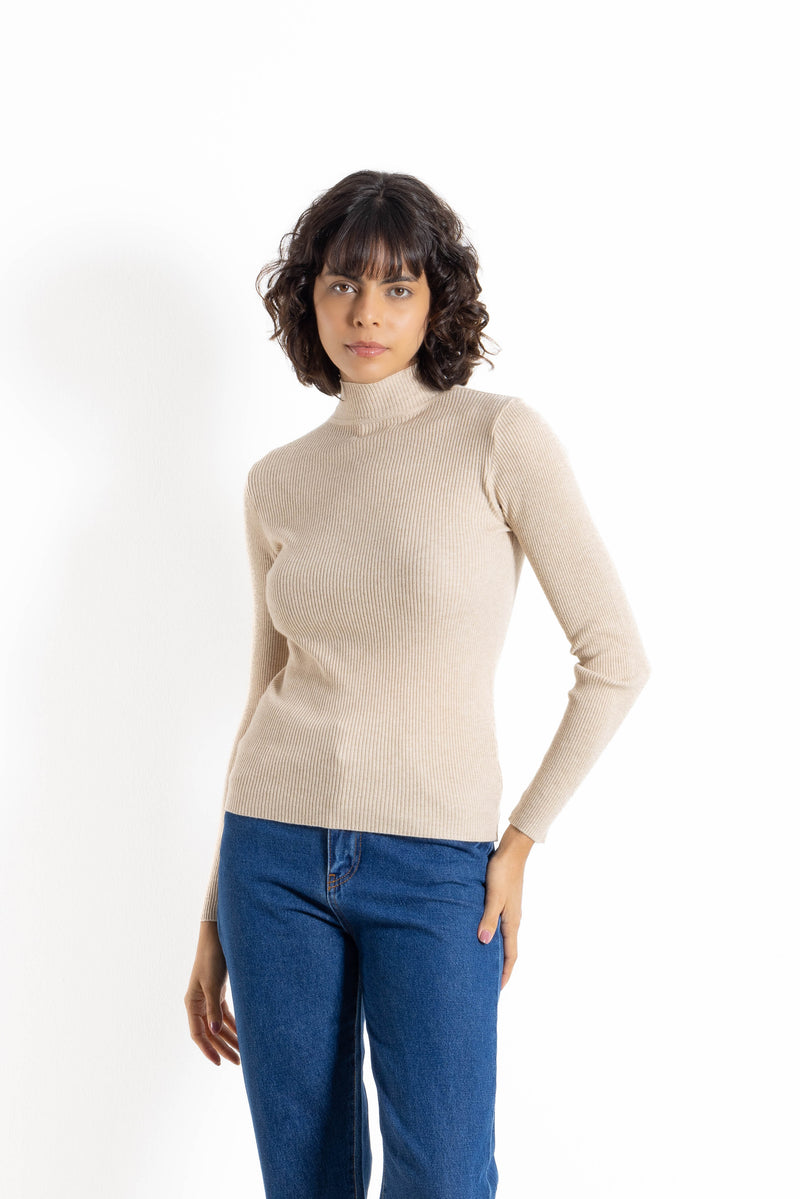 SOFT RIBBED TURTLE NECK TOP