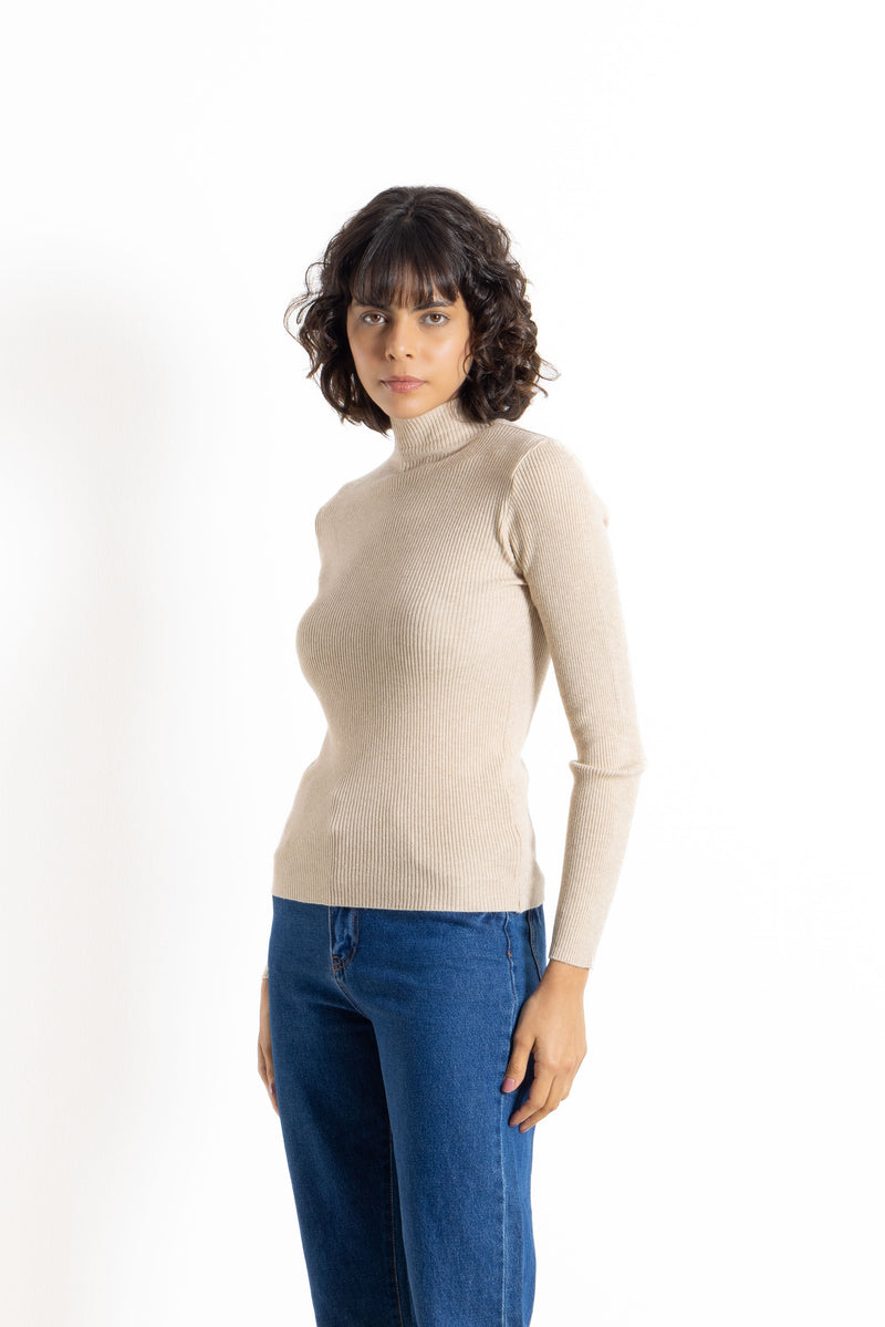 SOFT RIBBED TURTLE NECK TOP