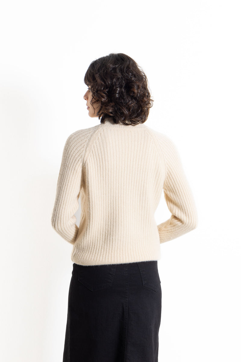 CABLE-KNIT MOCK NECK SWEATER