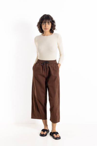 COMFORT CROP WIDE-LEG DENIM TROUSERS