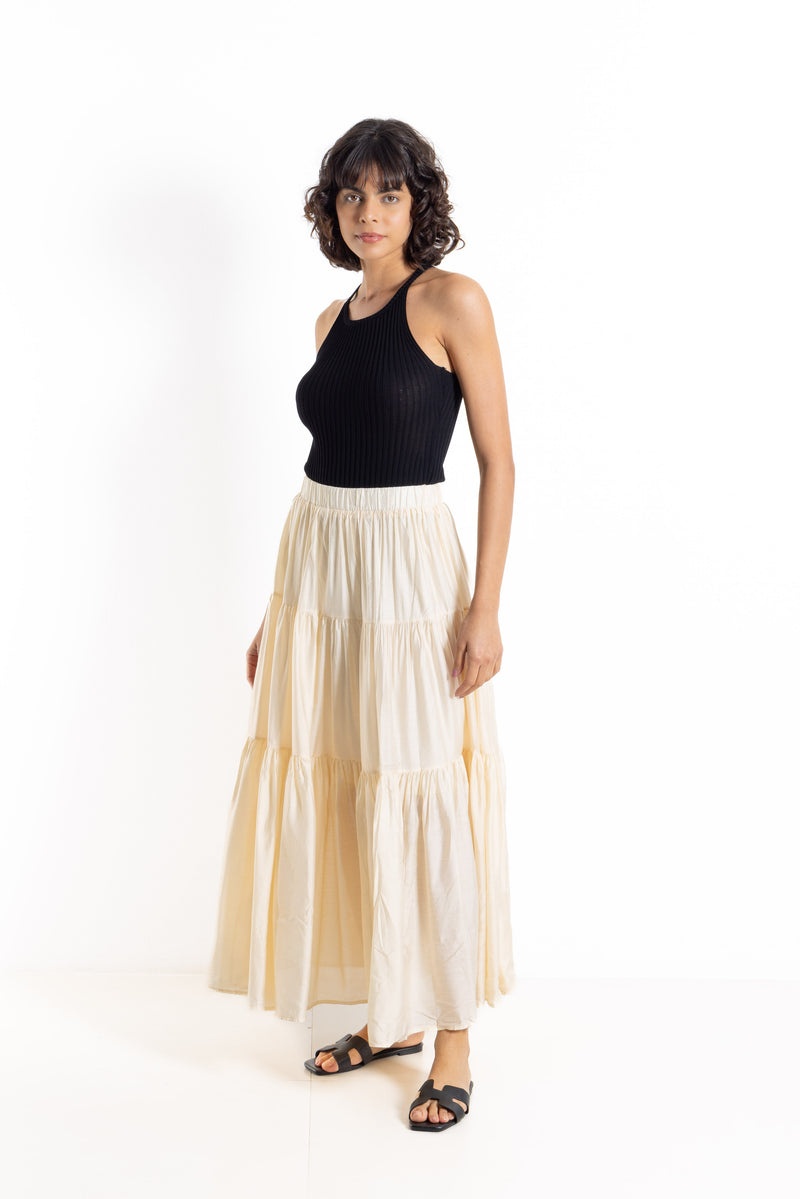 COMFORT MIDI SKIRT WITH FRILLS