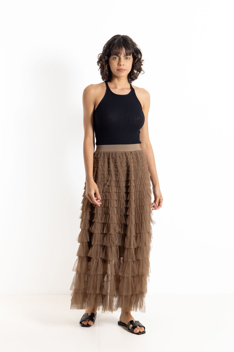 MAXI COMFORT SKIRT WITH FRILLS