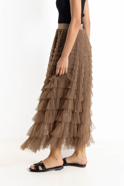 MAXI COMFORT SKIRT WITH FRILLS