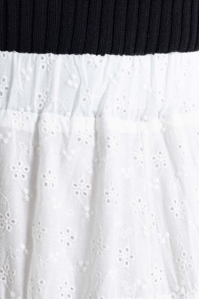 EMBROUDERED CUTWORK MIDI SKIRT