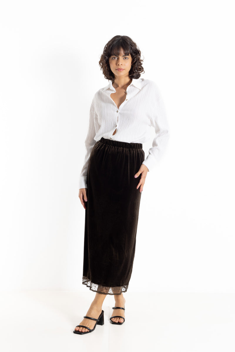 DETAILED COMFORT VELVET SKIRT