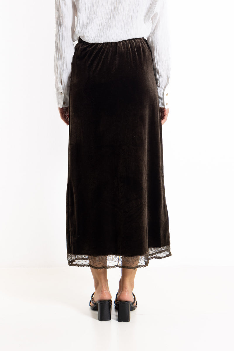 DETAILED COMFORT VELVET SKIRT