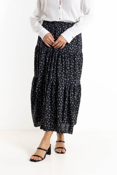 FLORAL PRINTED MIDI SKIRT