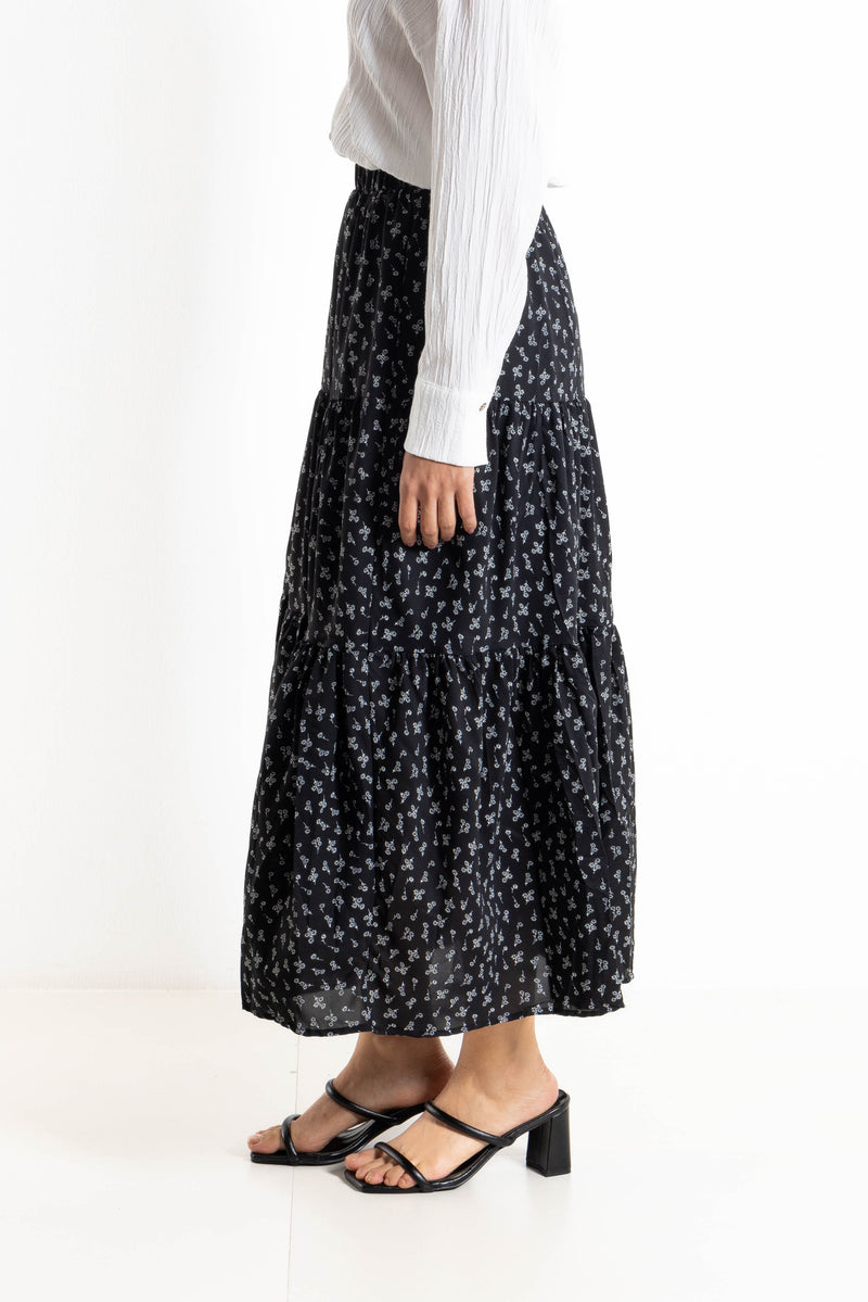 FLORAL PRINTED MIDI SKIRT