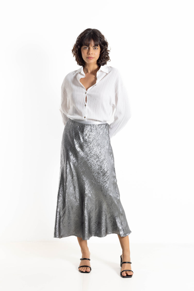 TEXTURED SHINY COMFORT SKIRT