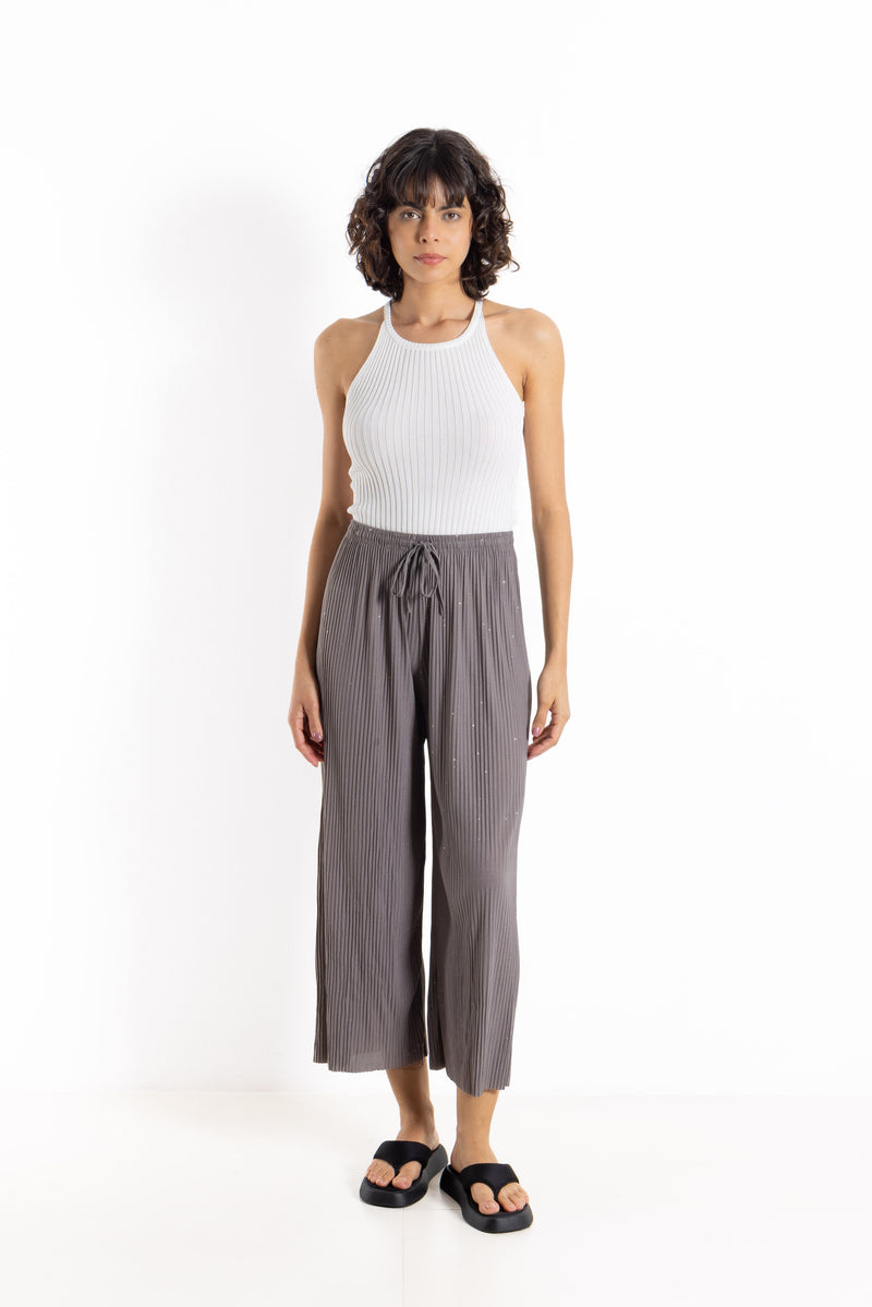 PLEATED CROPPED COMFORT TROUSERS