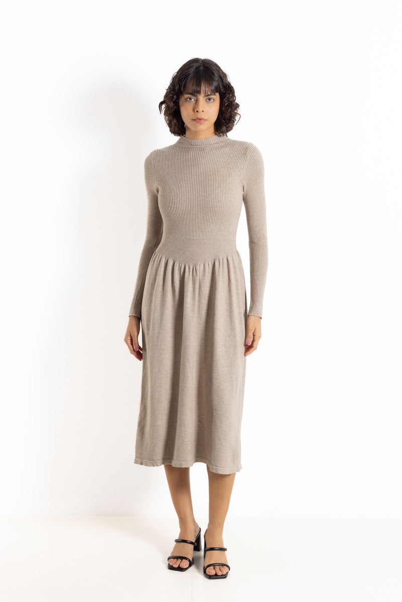 DETAILED KNIT MIDI DRESS