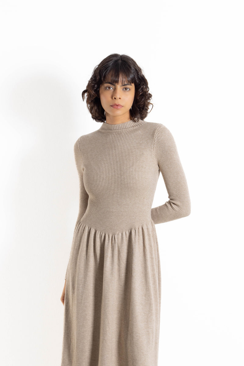 DETAILED KNIT MIDI DRESS