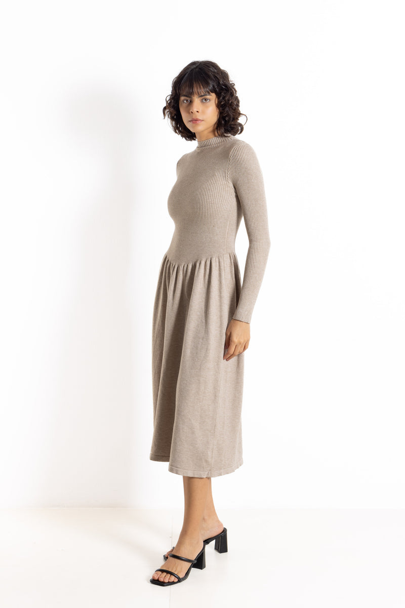 DETAILED KNIT MIDI DRESS