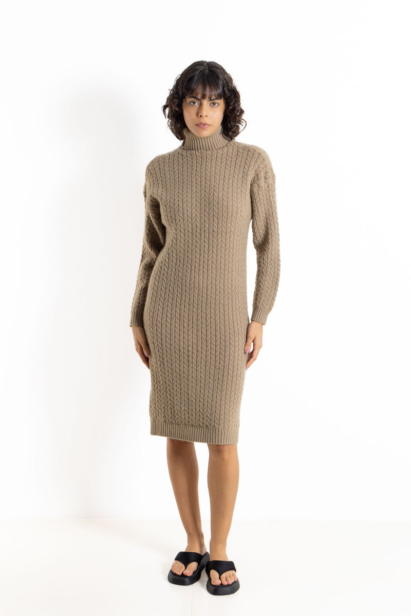 CABLE KNIT MIDI DRESS