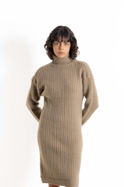 CABLE KNIT MIDI DRESS