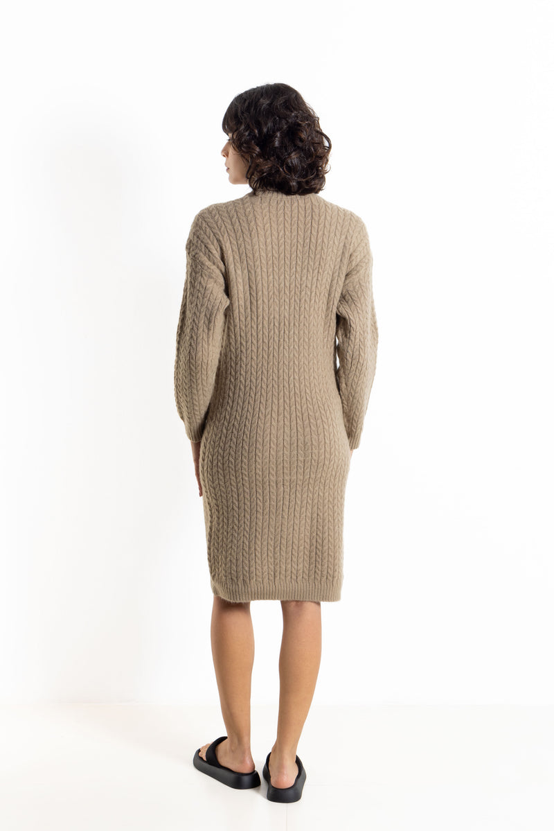 CABLE KNIT MIDI DRESS