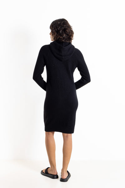 SOFT KNIT MIDI DRESS WITH HOOD